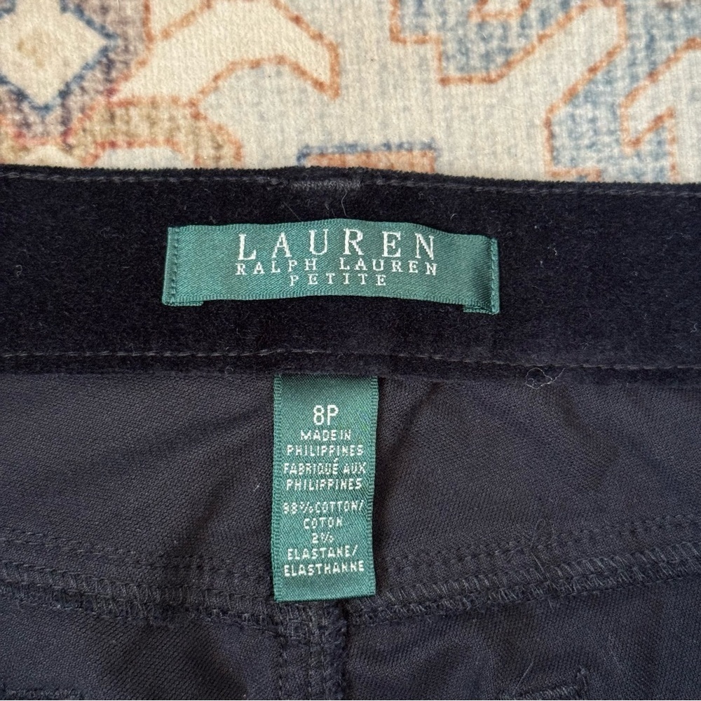 Lauren Ralph Lauren Black Velvet Straight Leg Dress Pants Women’s Size 8 Petite - Picture 7 of 10